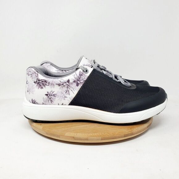Alegria Shoes Womens 39 Traq Jaunt Rhodie Grey Black White Flower Sneaker - Picture 8 of 15